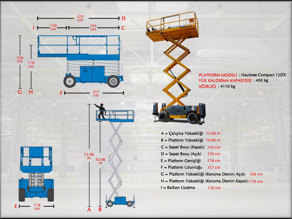 Dizel Makasl Manlift 12 Metrelik