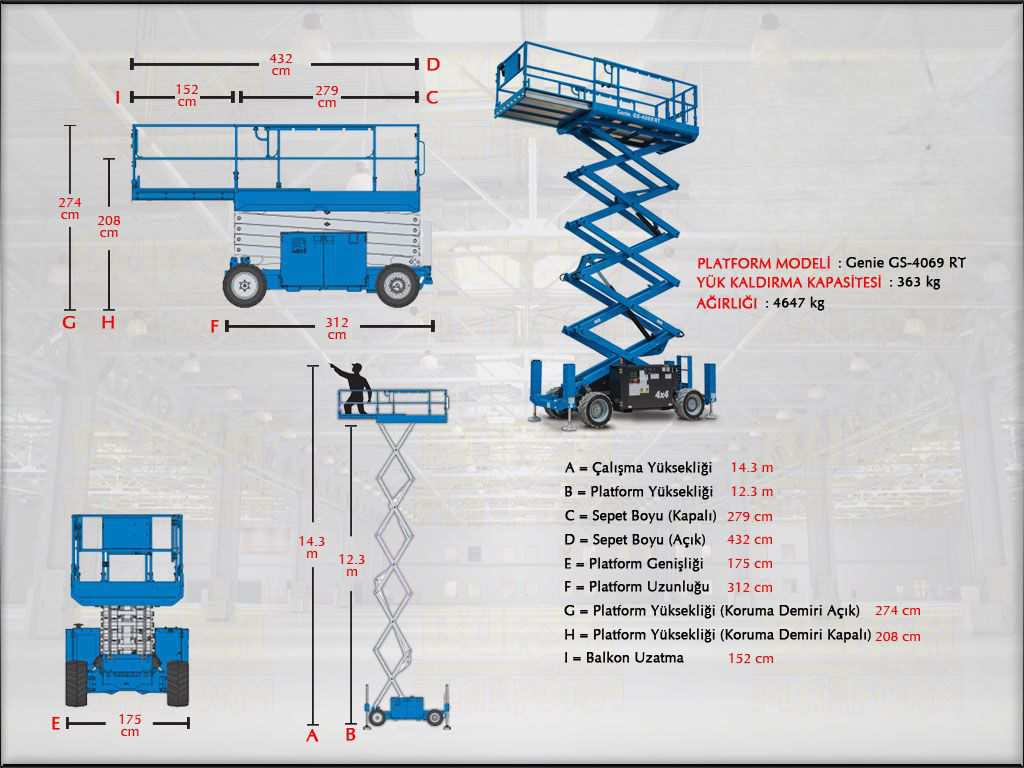 Dizel Makasl Manlift 14 Metrelik