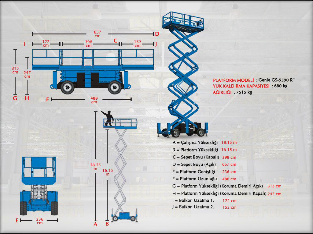 Dizel Makasl Manlift 18 Metrelik